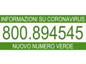 CoronaVirus: nuovo Numero Verde